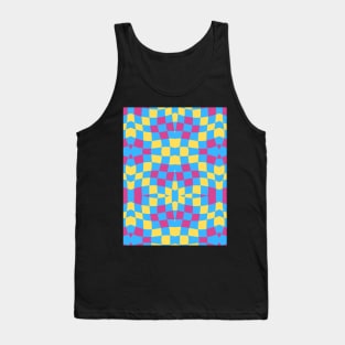 Retro Distorted Checkered Repeated Pattern Tank Top